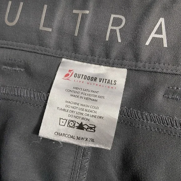 Outdoor Vital Pants men's 36x32 SATU Belted Charcoal Gray Performance Tapered - Picture 5 of 14